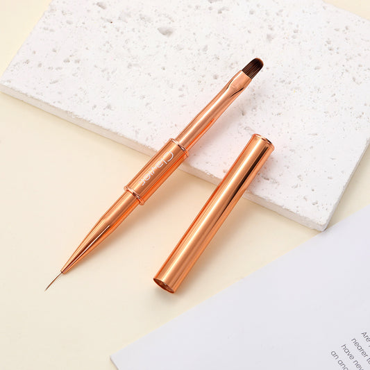 Pędzelek do żelu 2w1 z kryształkami, 6mm/10mm, złoty