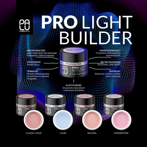Żel budujący PRO LIGHT BUILDER POWDER PINK (samopoziomujący)