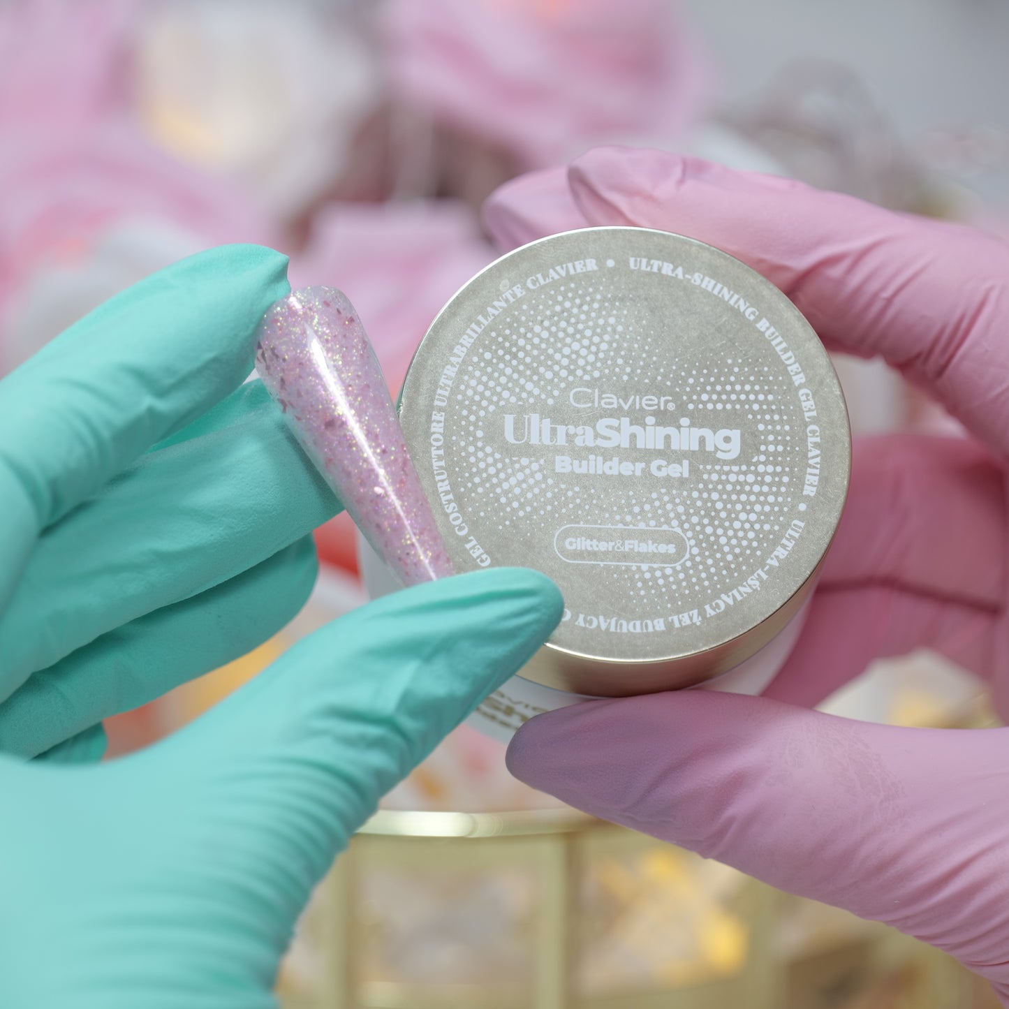 UltraShining Builder Gel, Glitter & Flakes 01 Say My Name (samopoziomujący)