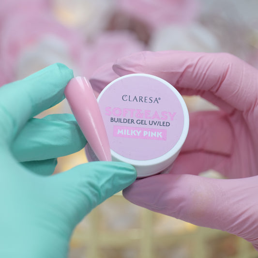 Żel budujący SOFT&EASY builder gel milky pink (samopoziomujący)